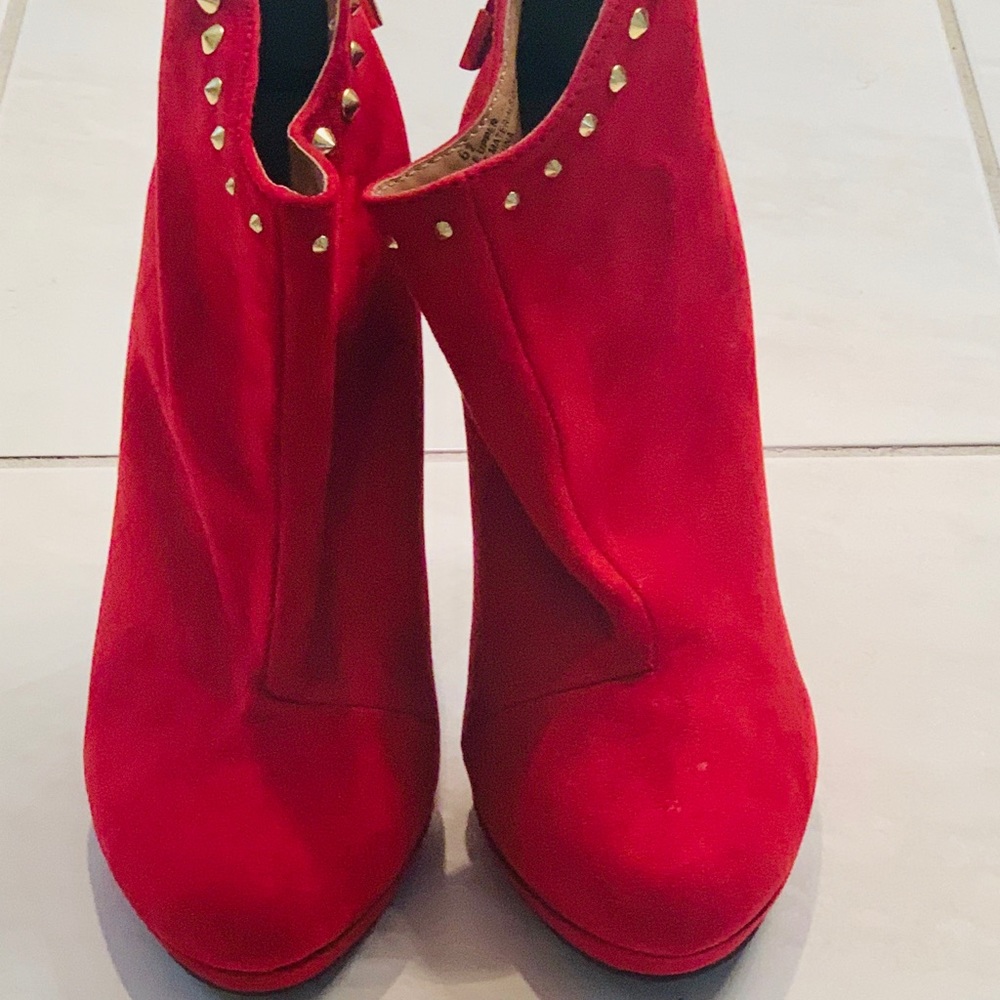 Hot Red High Heel Ankle Boots
